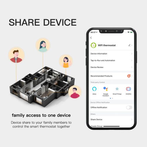 MOES WIFI ZigBee szobatermosztát fekete