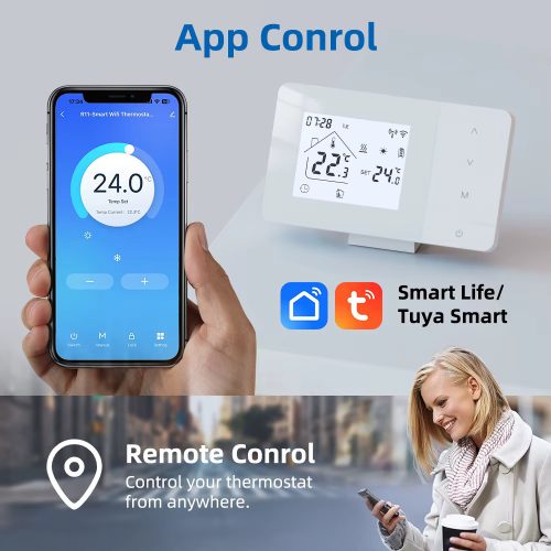 BeOk rádiófrekvenciás Wifis Okos szobatermosztát fehér BOT-506X-W-WIFI Fűtő-Hűtő